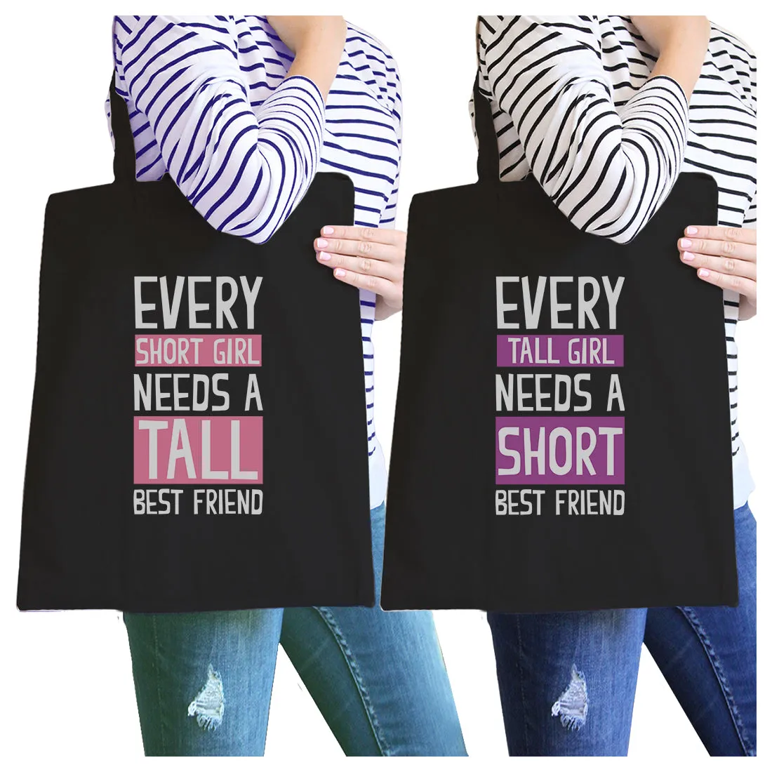 Tall Short Friend BFF Matching Canvas Bags For Teen Girls Gifts