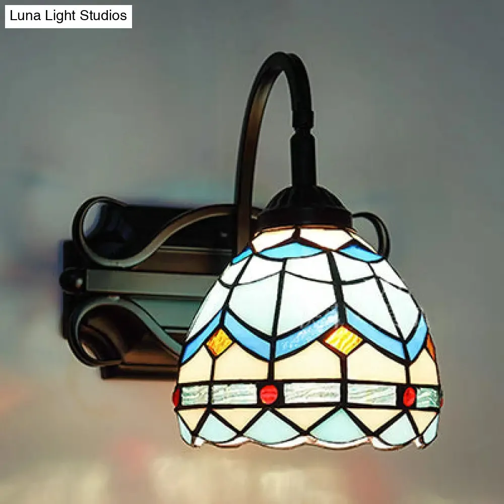 Tiffany Stained Glass Wall Sconce - 1 Light Colorful Fixture for Dining Room