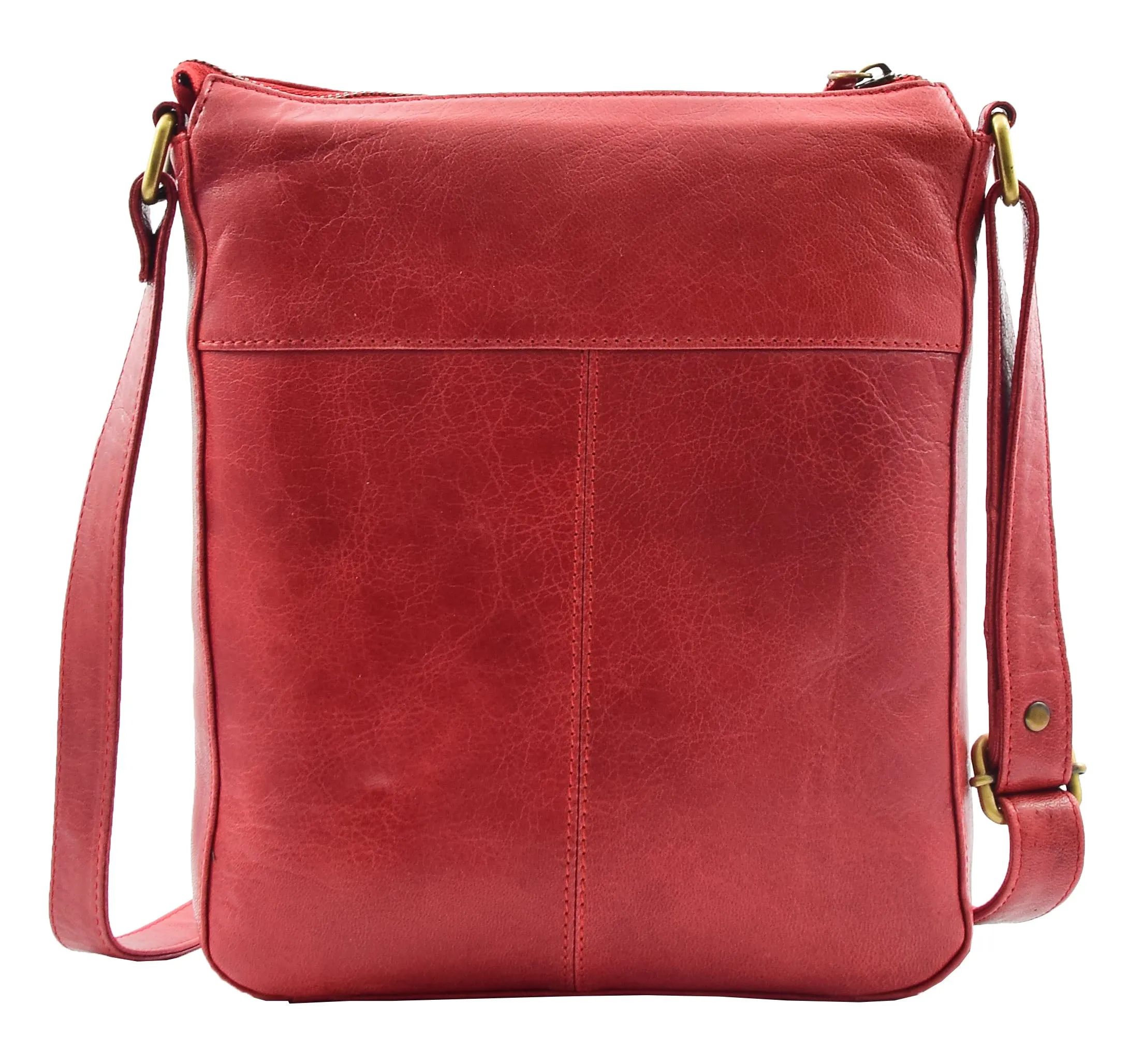 Womens Genuine Soft Vintage Leather Crossbody Messenger Bag Jill Red