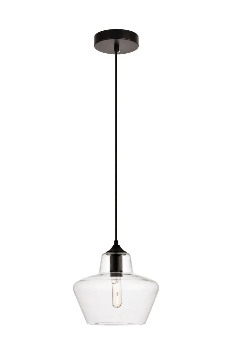 ZC121-LDPD2118 - Living District: Placido Collection Pendant D9.8 H9.3 Lt:1 Black and Clear Finish