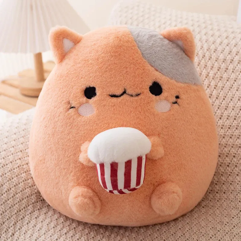 ZU New Arrival Kawaii Stuffed Animal Strawberry Cow Popcorn Cat Plushies Doll Huggable Fat Big Hug Pillow Sofa Bed Decor Cushion (Copy)