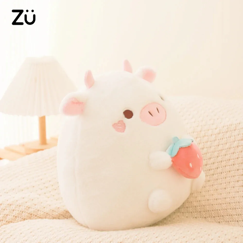 ZU New Arrival Kawaii Stuffed Animal Strawberry Cow Popcorn Cat Plushies Doll Huggable Fat Big Hug Pillow Sofa Bed Decor Cushion (Copy)