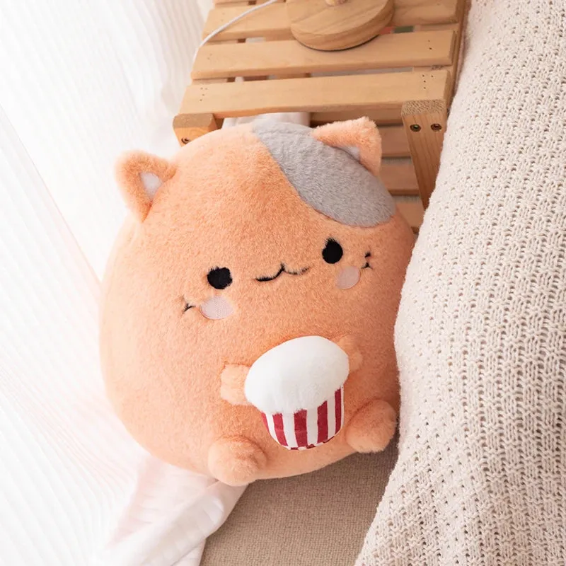 ZU New Arrival Kawaii Stuffed Animal Strawberry Cow Popcorn Cat Plushies Doll Huggable Fat Big Hug Pillow Sofa Bed Decor Cushion (Copy)